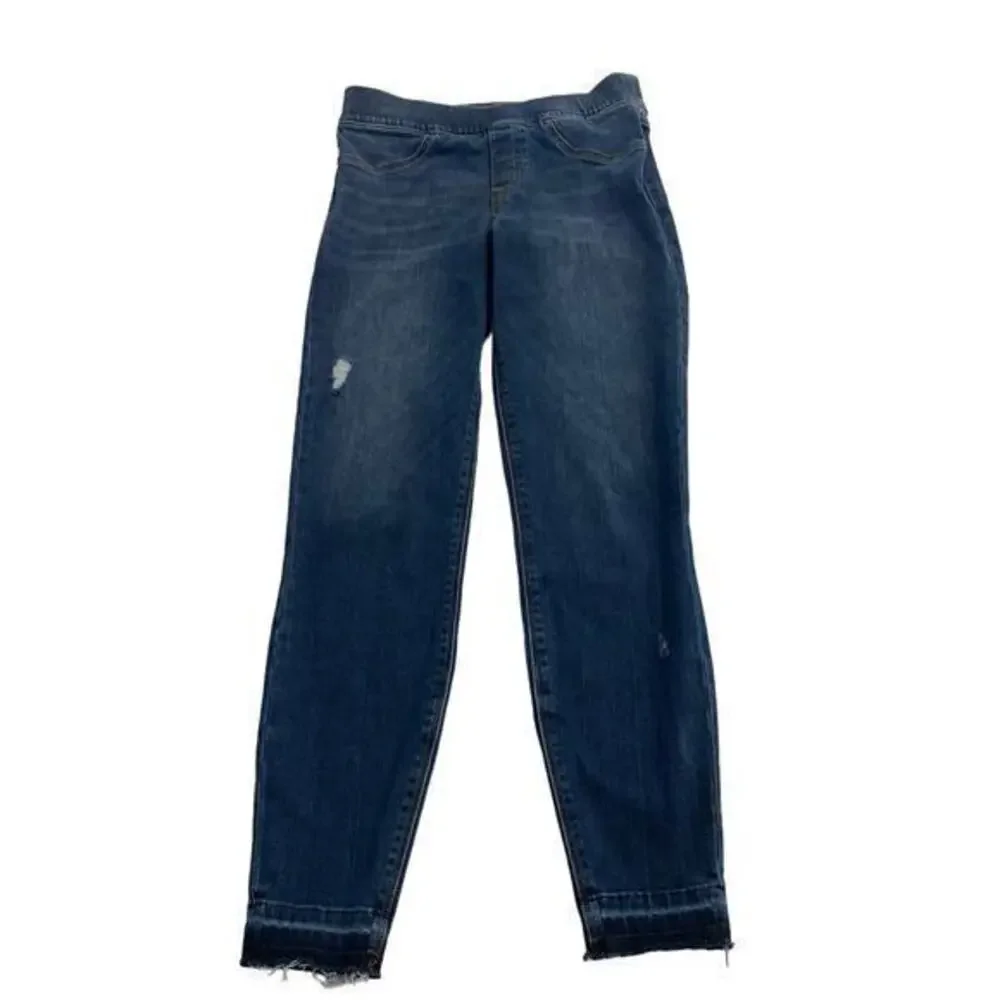 SPANX‎ Distressed Ankle Skinny Jeans in Medium Wash Size Small